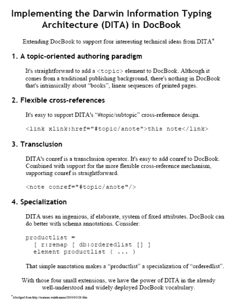 Implementing DITA in DocBook