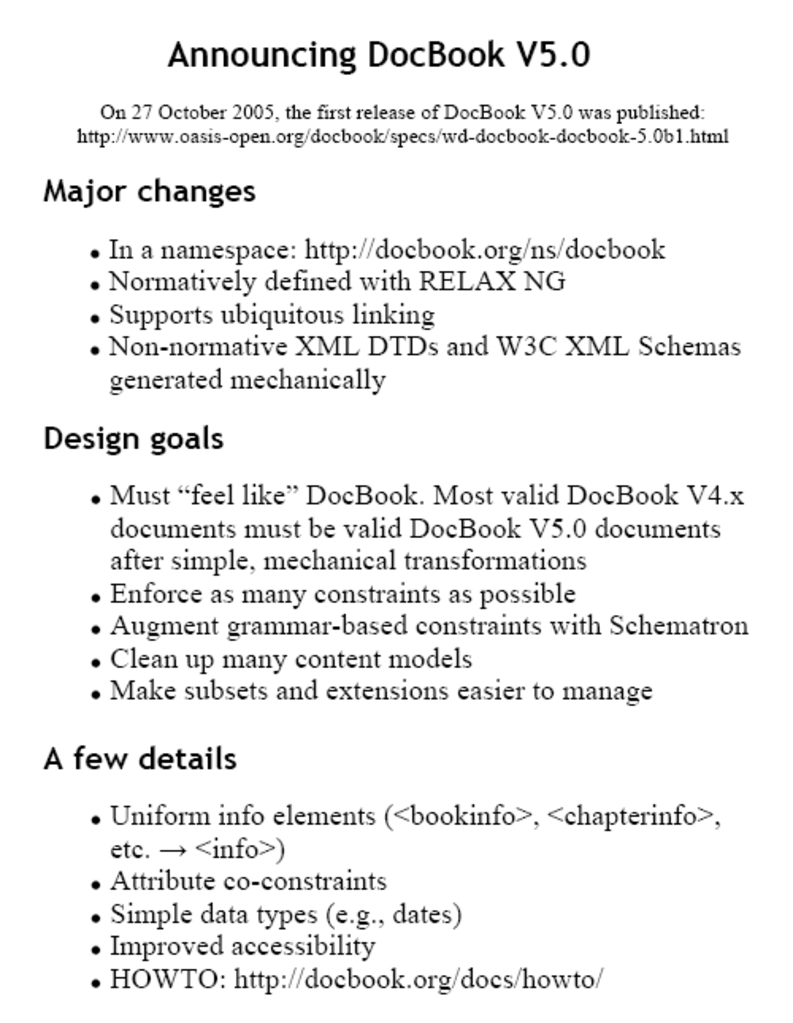 Announcing DocBook V5.0