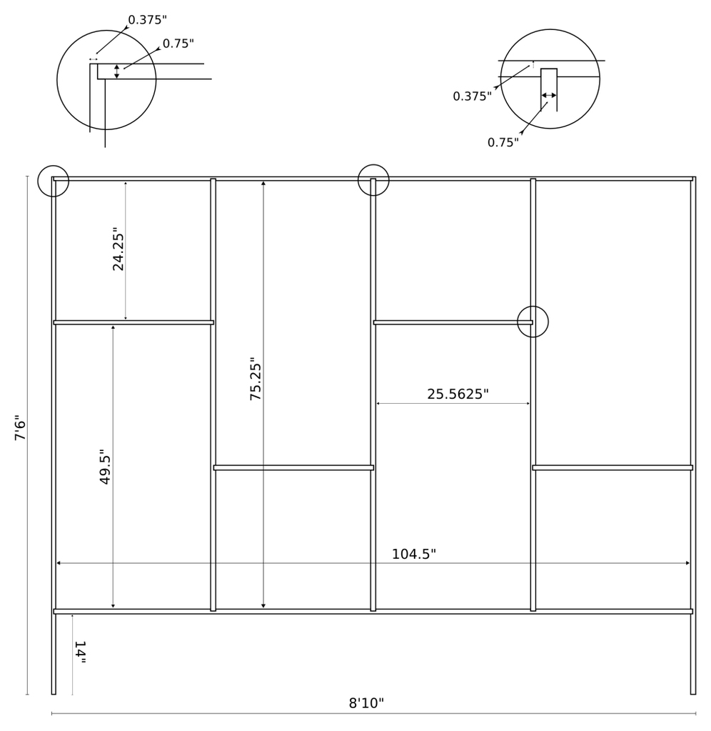 Bookcase plans (front view)