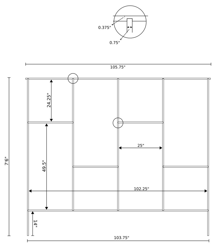 Revised bookcase plans (front view)