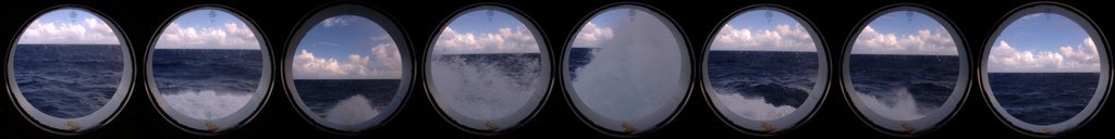 Rough sea porthole view