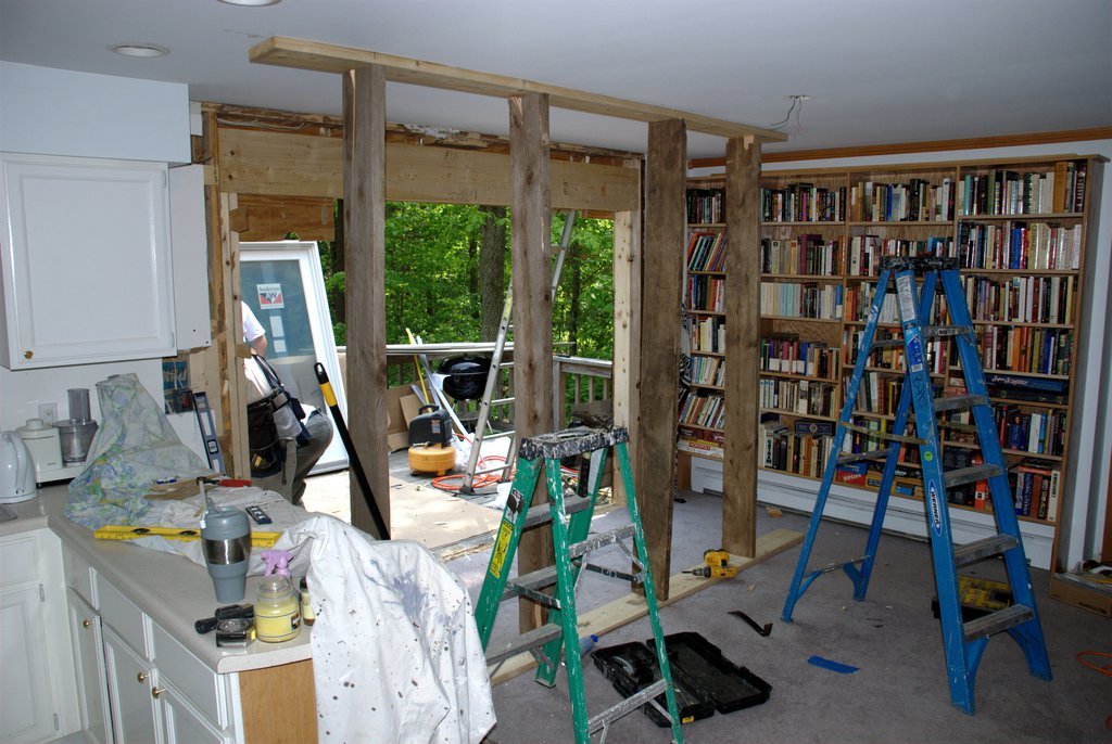 Patio doors under construction