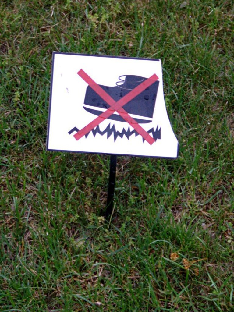 No ice skating on the grass