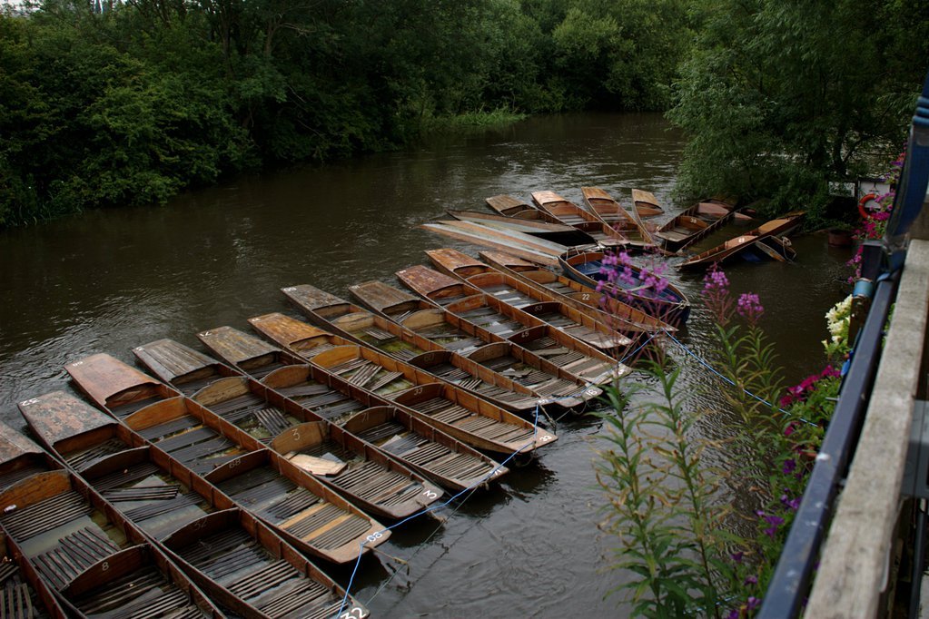 Punts on the raging Cherwell River