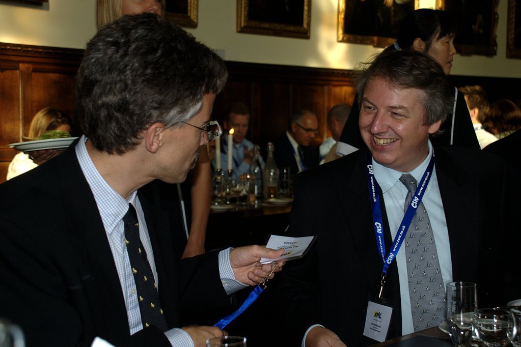 Bob DuCharme and Chris Selwyn at the formal dinner