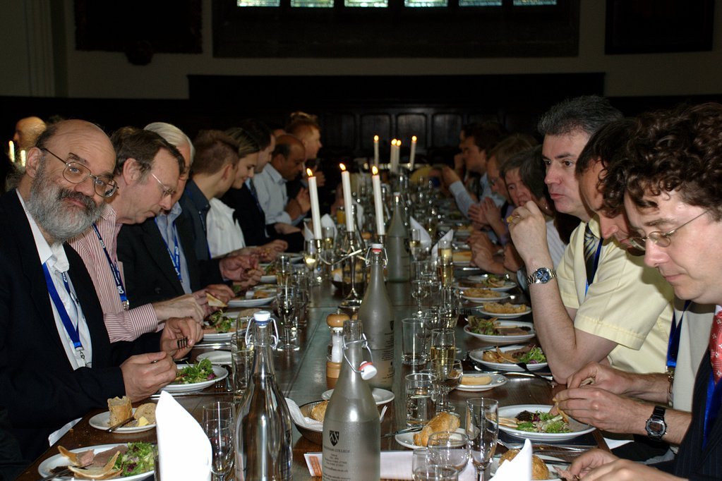 Looking down the table at the formal dinner