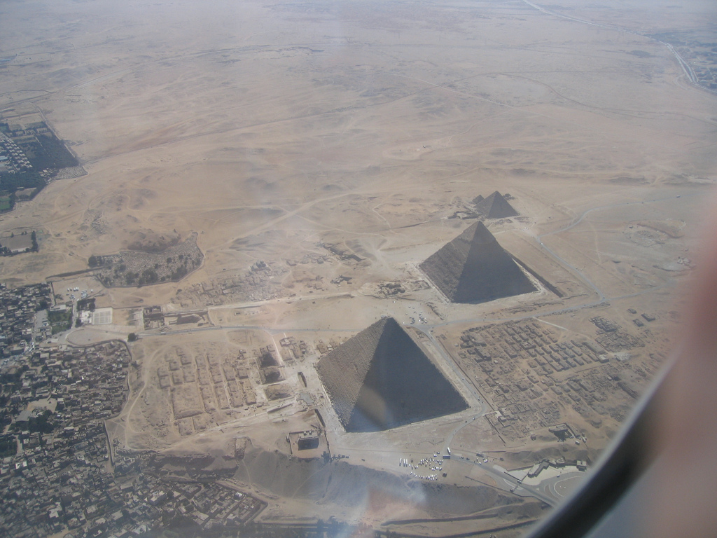 The pyramids of Giza from above