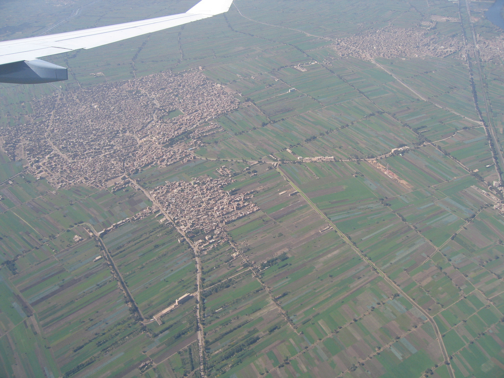 The outskirts of Cairo from above