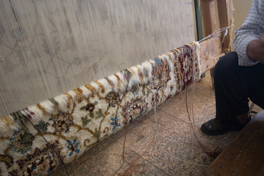 A tied wool rug