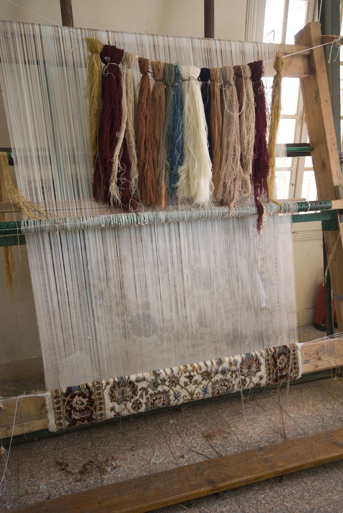 A tied wool rug