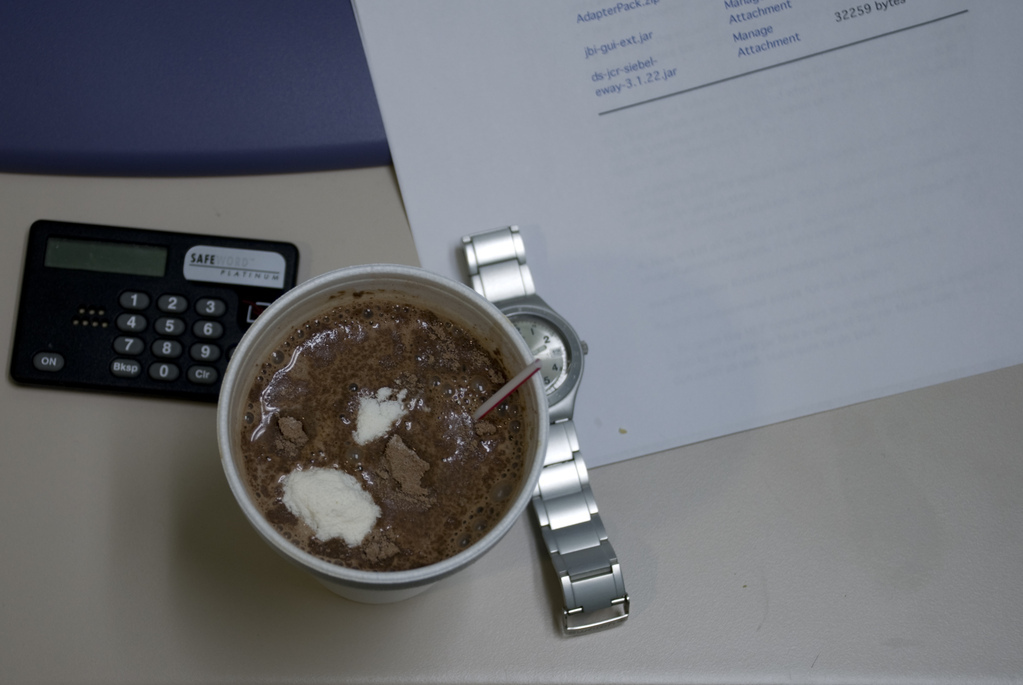 Cheap coffee. Cheap cocoa. Powdered creamer. Afternoon desperati