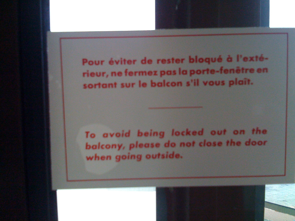 Balcony door fail