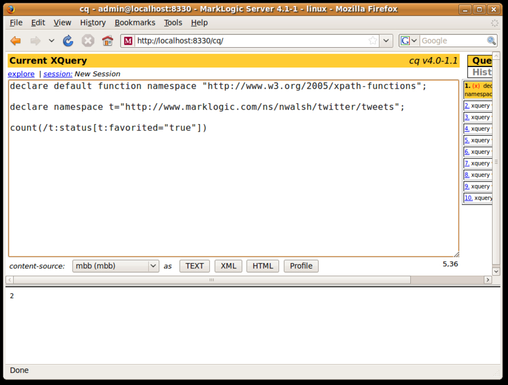 Arbitrary XQuery expressions evaluated by CQ