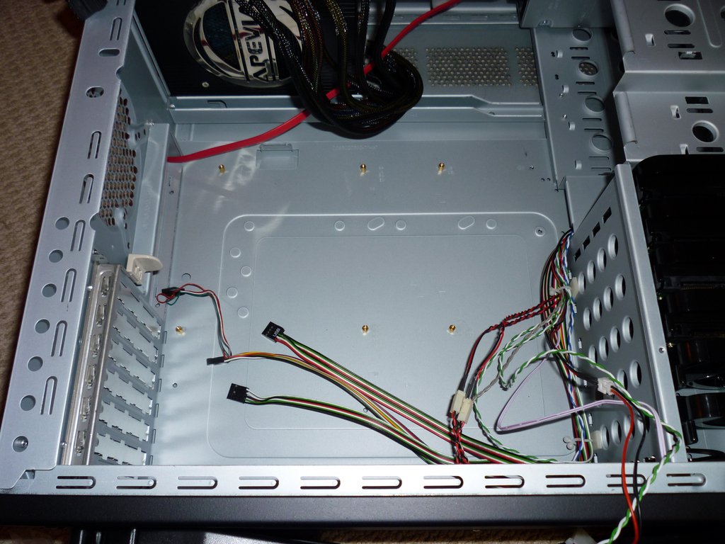 Ready for the motherboard; I wonder what all those wires do?
