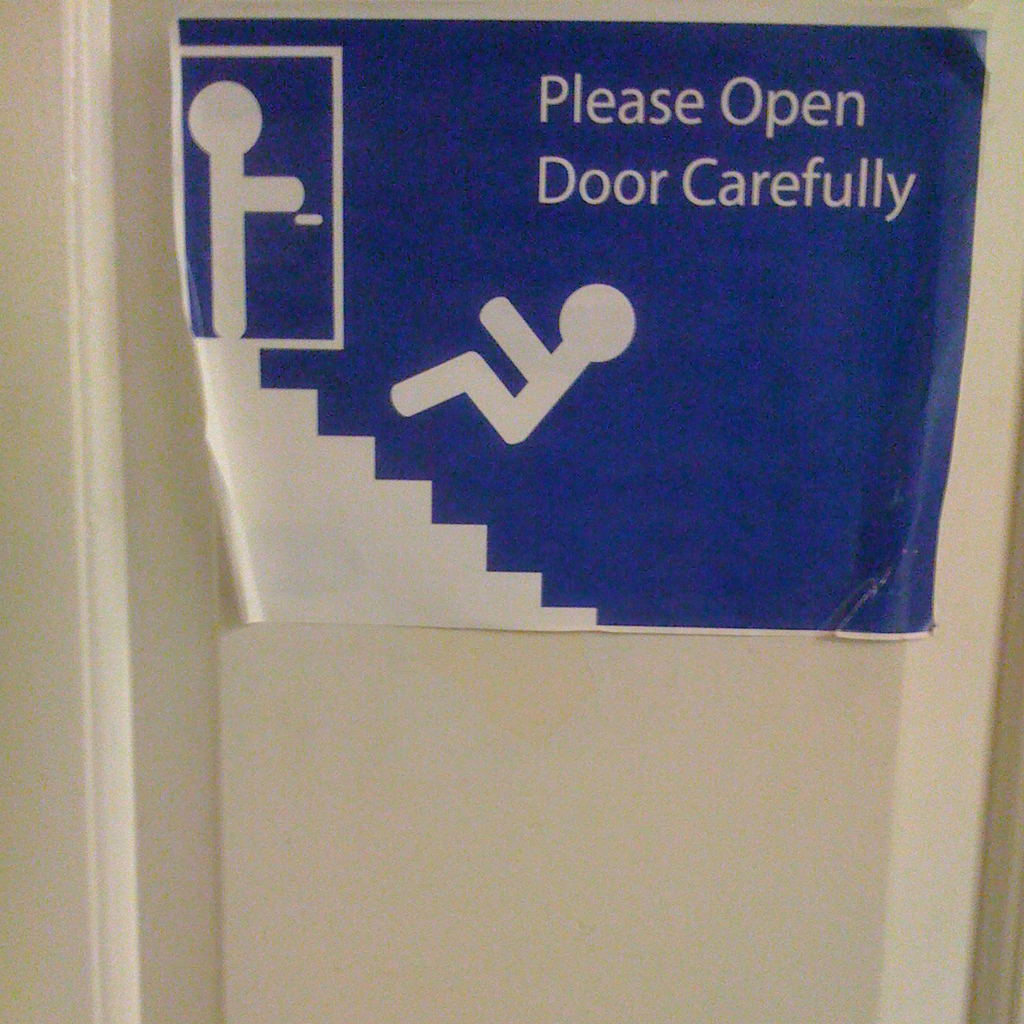 Open door carefully
