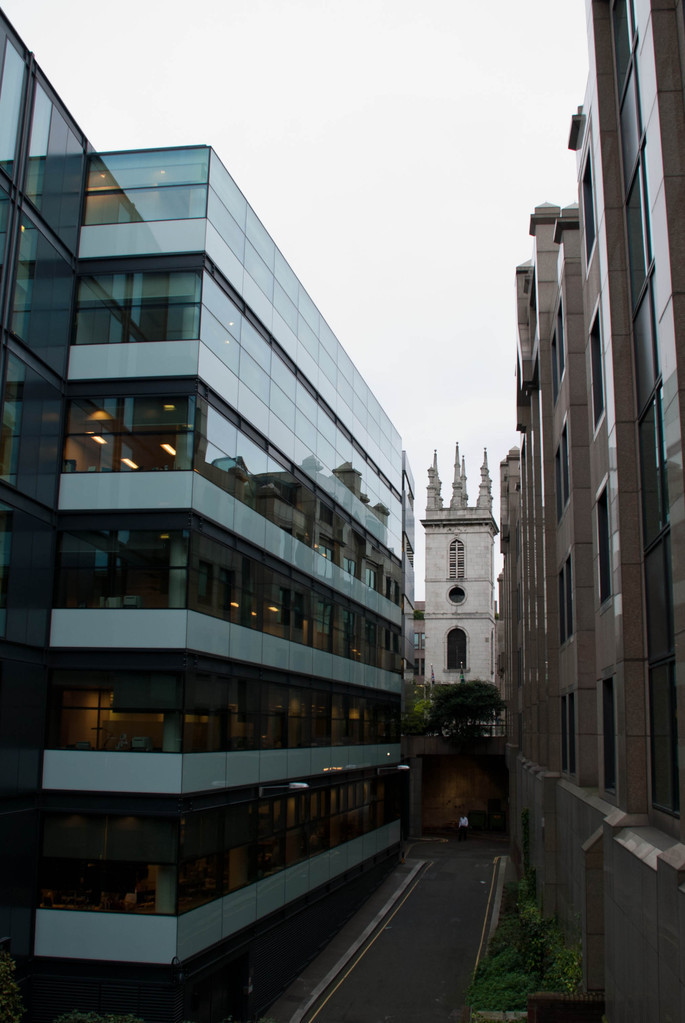 History among the modern buildings