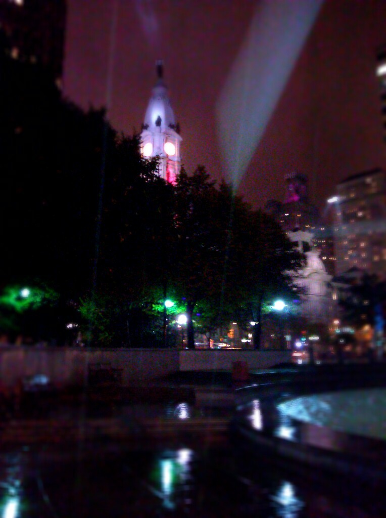 Rainy Philadelphia by night