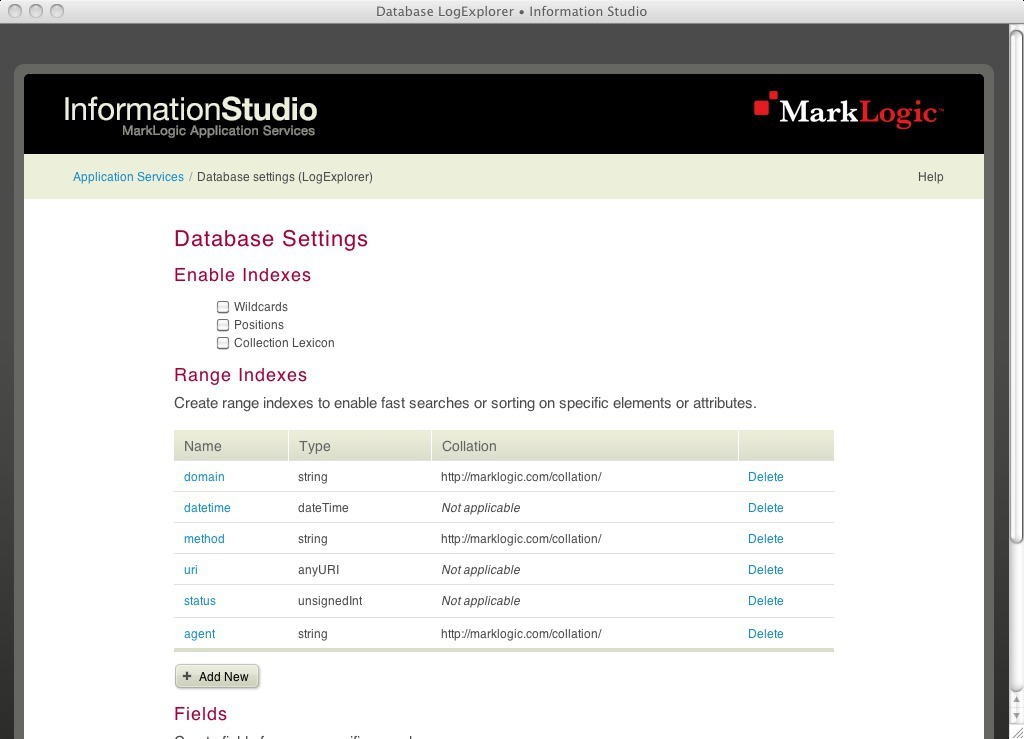 Range indexes configured