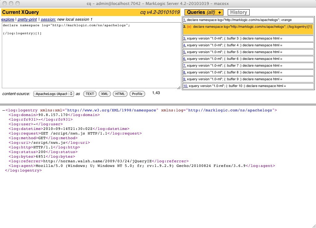 Log XML in CQ
