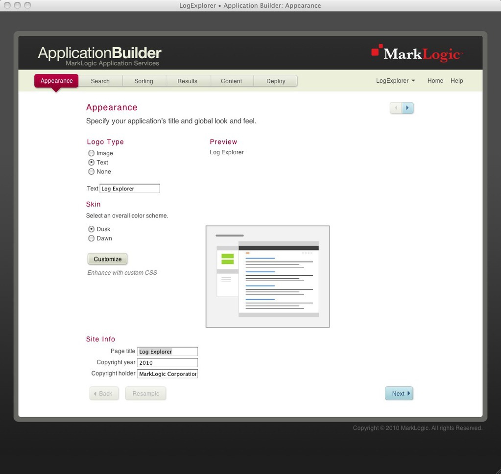 Appearance settings
