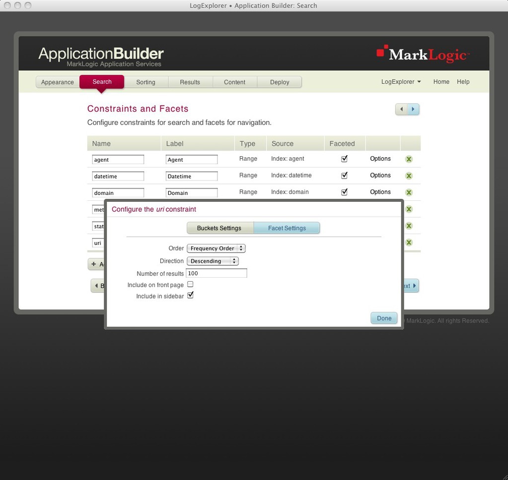 Configure URI constraint