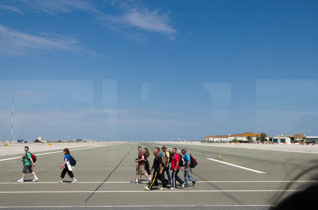Crossing the runway in Gibraltar