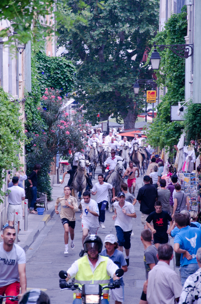 Running the bulls in Arles
