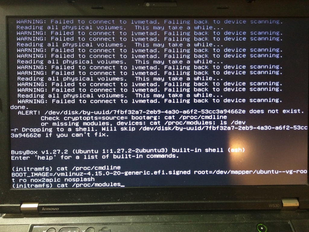 Failed to connect to lvmetad